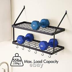 KES 30-Inch Rack 2 Tier Pan Rack for Kitchen Wall Mounted Organizer with 12 S