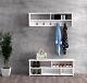 KayRana Venice White Hallway Shoe Cabinet & Wall mounted Coat Rack Set