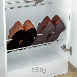 Kirkham Shoe Cabinet Mirrored Storage Cupboard Footwear Stand Rack White 180cm