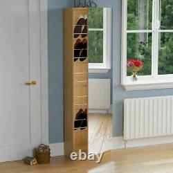 Kirkham Shoe Cabinet Mirrored Storage Footwear Cupboard Rack Stand Oak 180cm