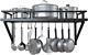 Kitchen 24 Inches Wall Mounted Pot Pan Rack Wall with 10 Hooks, Matte Black KUR2
