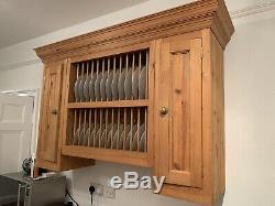 Kitchen Plate Rack Shelf, Solid Pine Wood, Wall Mounted
