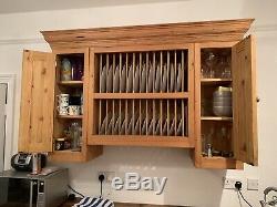 Kitchen Plate Rack Shelf, Solid Pine Wood, Wall Mounted