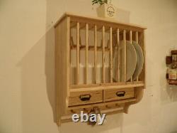 Kitchen Plate Rack Storage Solid English Spalted Beech Wall Mounted