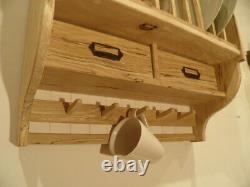 Kitchen Plate Rack Storage Solid English Spalted Beech Wall Mounted