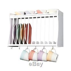 Kitchen Plate Rack, White, Wooden, Wall Mounted or suitable for Work Top