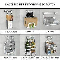 Kitchen Rack Wall Organizer Stainless Steel Shelf Dish Holder Utensil Dryer Tool