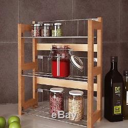 Kitchen Storage Rack Tier Basket Spice Wall Mounted Stand Bamboo Jar Organiser