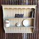 Kitchen Vintage Pine Wall Mounted Plate Rack Rustic Shelving F&B French Grey