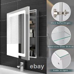 LED Bathroom Mirror Cabinet with Demister Shaver Socket Storage Wall Mounted UK