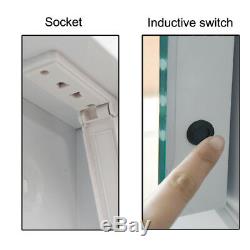 LED Mirror Bathroom Cabinet Wall Hung Unit Bluetooth Shaver Socket Demister Rack