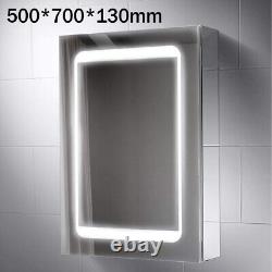LED illuminated Bathroom Mirror Cabinet Wall Mounted with Demister Shaver Socket