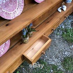 Large Country Farmhouse Vintage Wall Mounted Pine Dresser Top Plate Rack Drawers