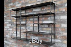 Large Industrial Wall Mounted Shelf Storage Display Unit Rack Black Metal 120cm