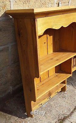 Large Solid Pine Wall Mounted Country Farmhouse Kitchen Storage Unit Plate Rack
