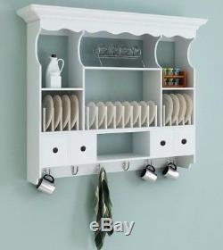 Large Storage Cupboard White Wooden Kitchen Wall Mounted Rack Cabinet Unit Chic