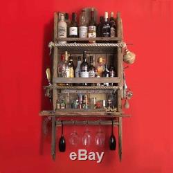 Large Wooden Driftwood Wine/Spirit Bottle Rack Bar Buddy