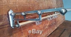 Large vintage metal wall mounted luggage rack coat hook rail