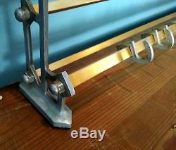 Large vintage metal wall mounted luggage rack coat hook rail