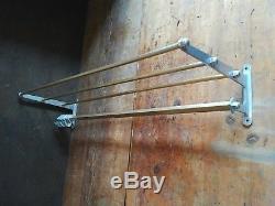 Large vintage metal wall mounted luggage rack coat hook rail Art Deco 1940 /1950