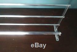 Large vintage metal wall mounted luggage rack coat hook rail Polished aluminium