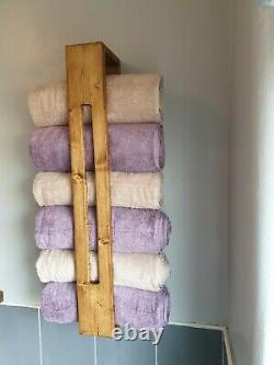 Larissa Towel Storage Rack Wax Finish Rustic Handmade Wooden
