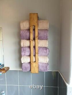 Larissa Towel Storage Rack Wax Finish Rustic Handmade Wooden