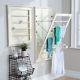 Laundry Room Space Saving Wall Mount Clothes Drying Rack Large White
