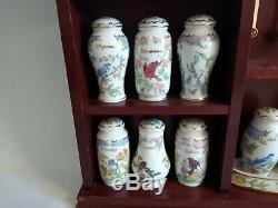 Lenox Vintage Porcelain Birds & Blossoms Spice Jars With Rack 1994