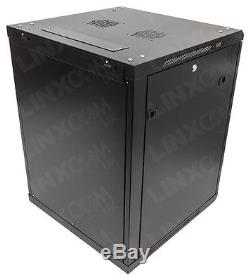 Linxcom 12U 19 Network Wall Cabinet Data Comms Rack 600x600mm Black Data Comms