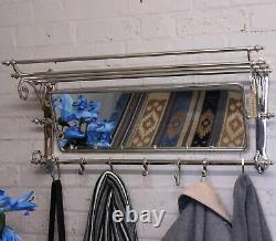 Lohit Train Luggage Rack with Mirror 7 Hook Coat Hanger Vintage Decor