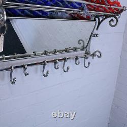 Lohit Train Rack with Mirror Vintage Finish 7 Hook Coat Hanger Decor