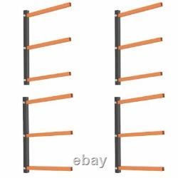 Lumber Rack Wall Mount with 3-Level 2 pairs Wood Organizer and medium Orange