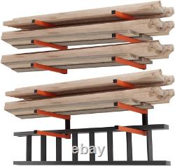 Lumber Storage Metal Rack, Wood Rack Organizer, 3-Level Wall Mount, Wood Storage