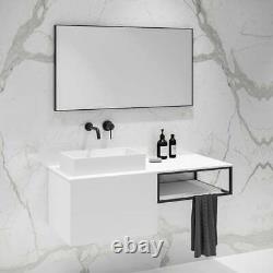 Lusso Modus Matte White And Black Frame Bathroom Vanity Unit Tap 1200