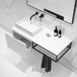 Lusso Modus Matte White And Black Frame Bathroom Vanity Unit Tap 1200