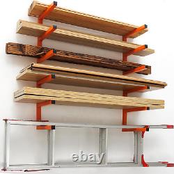 MOOMSINE Lumber Storage Rack Wall Mount, Heavy Duty Metal Wood Organizer with Up