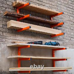 MOOMSINE Lumber Storage Rack Wall Mount, Heavy Duty Metal Wood Organizer with Up