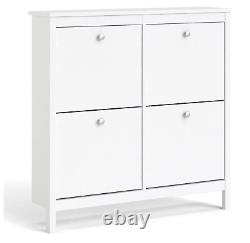 Madrid Shoe Cabinet Cupboard Rack with 4 Storage Compartments In White
