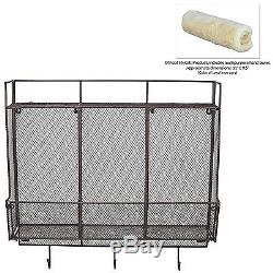 Magazine Rack Wall Mount Storage Basket Shelf Wire Mesh 3 Compartment 3 Hook New