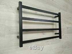 Matte Black Heated 304 s/steel Towel Rack 4 Bars hard wired AU standard 850 mm