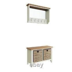 Merlo White Painted Hall Bench Top / Modern Coat Rack / Hallway Hanging Storage