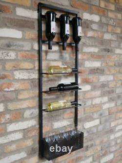 Metal Wine Rack Vintage Industrial Style Glass Bottle Holder Rustic Cabinet Unit