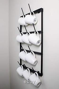 Mini Coffee Mug Rack 4 Row Metal Wall Mounted Storage Display Organizer for