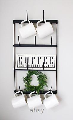 Mini Coffee Mug Rack 4 Row Metal Wall Mounted Storage Display Organizer for Co