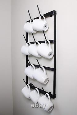 Mini Coffee Mug Rack 4 Row Metal Wall Mounted Storage Display Organizer for Co