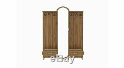 Mirrored Hallway Furniture Set Entryway Wooden Shoe Cabinet Coat Rack Storage