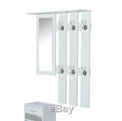 Mirrored Hallway Furniture Set Wooden Shoe Storage Cabinet Coat Rack Entryway