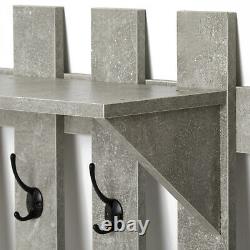 Modern Coat Rack 5 Hooks Stand Shoe Storage Bench Organiser with Mirror Grey