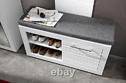 Modern Hallway Furniture 4 Set Shoe Storage Coat Rack Cabinet White Gloss Flames